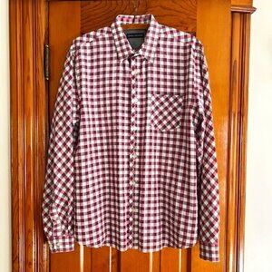 DKNY JEANS  Red Gray Checkered  Long Sleeve Button Up Shirt Boys Size Large